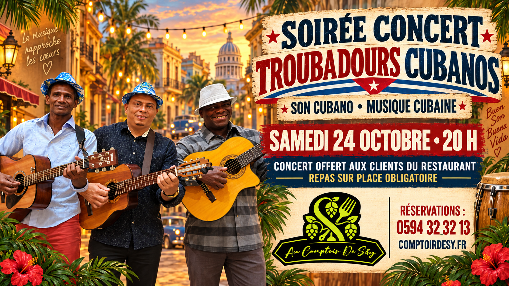 Troubadours Cubanos en concert le samedi 24 octobre à 20h
